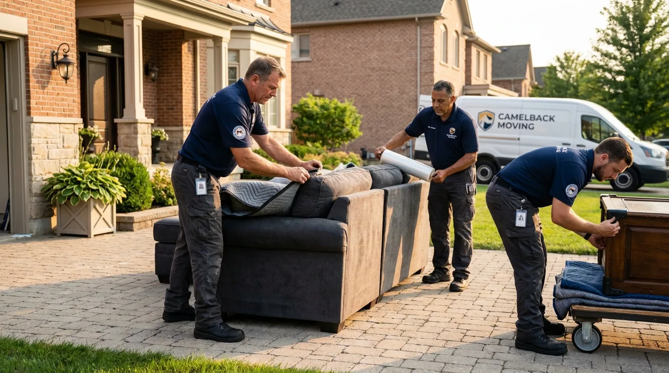 Large estate moving crew wrapping furniture in Muncie, IN