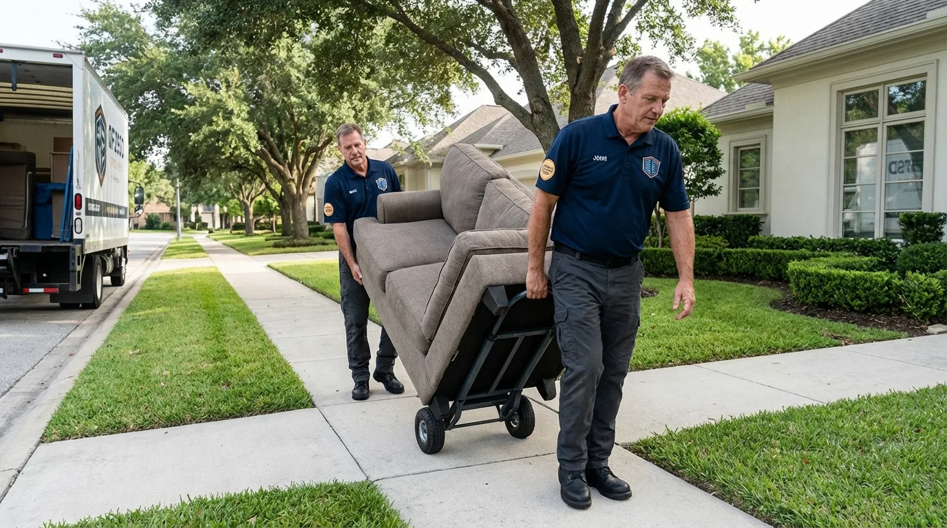 Local residential moving crew loading furniture in Muncie, IN